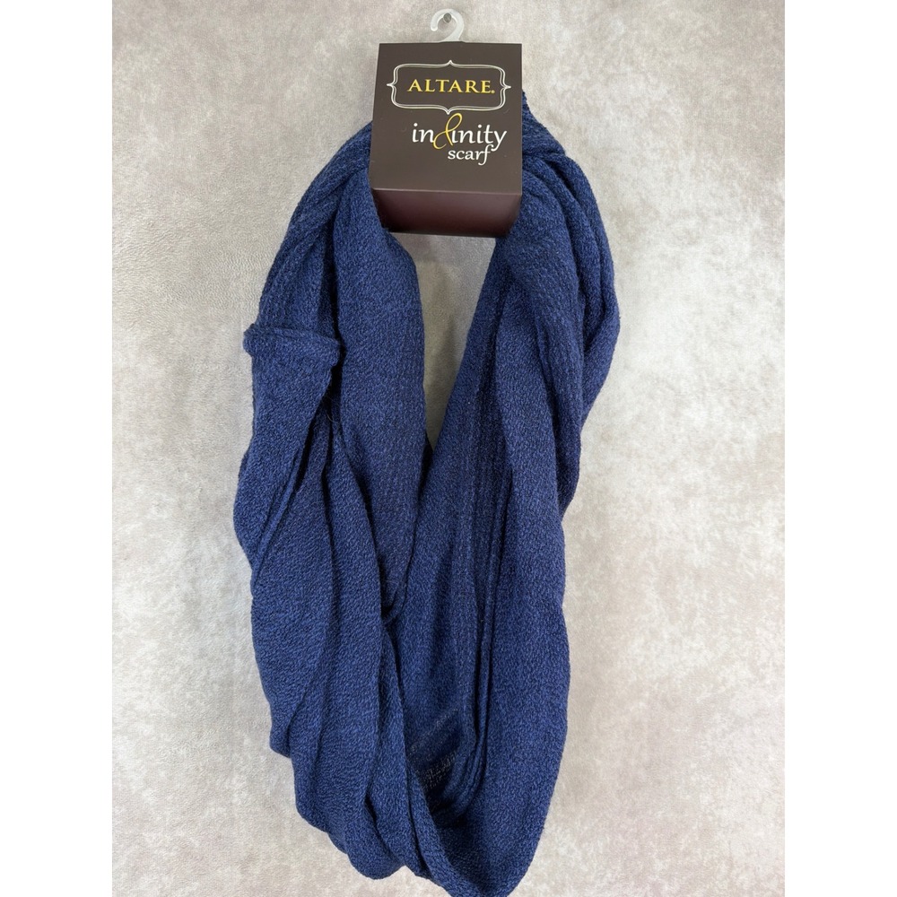 NWT‎ ALTARE Navy Grey Infinity Scarf Lightweight Acrylic Textured Loop Neckwear